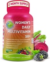 Women's Daily Multivitamin 50 Plus - Vegan Methylated Multivitamin for Women 50 and Over with Biotin, Organic Superfoods & Lutein - Eye, Energy, Gut & Optimal Health Support - Easy to Swallow Capsules