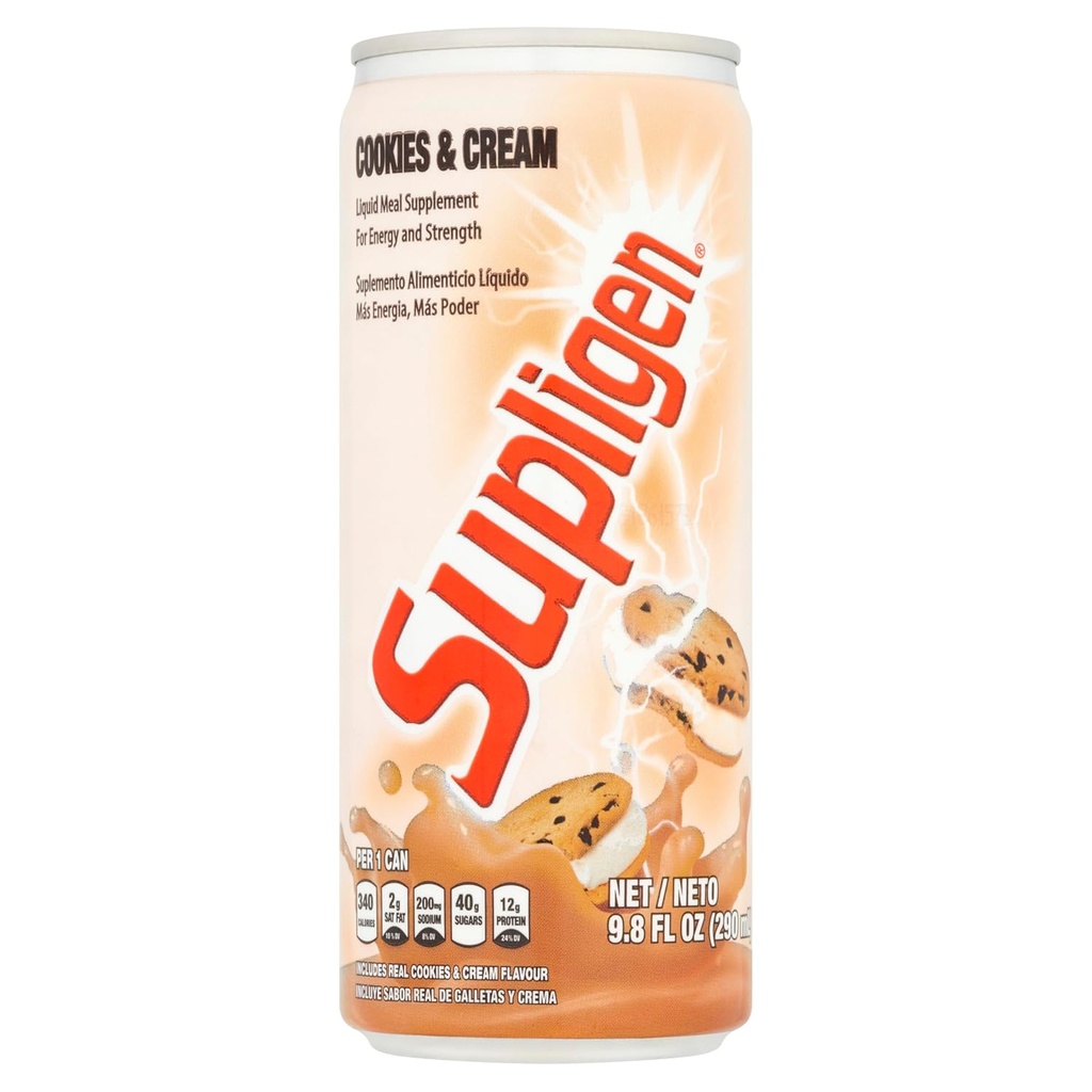 Supligen Cookies και Cream Liquid Meal Supplement, 9.87 oz (Pack of 12) – Protein & Vitamin Shake for Energy, Strength & Recovery – Ready-to-drink Nutritional Meal