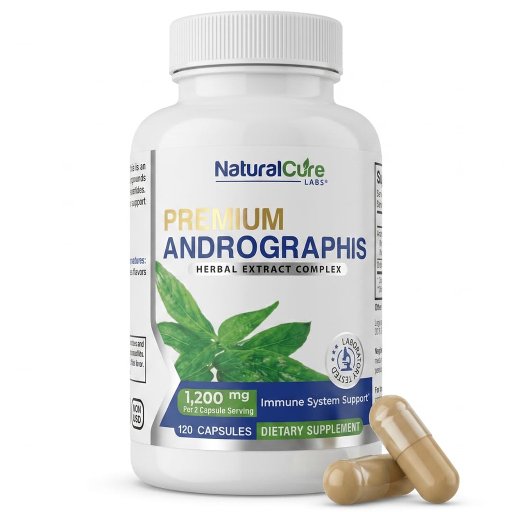 Φυσικό Cure Labs Premium Androographis Paniculata Extract 1.200mg με 100mg Ανδρογραφολίδες Vegan Κάψουλες για την υποστήριξη του ανοσοποιητικού και του πυθμένου, μη ΓΤΟ, Χωρίς γλουτένη, φυτικό συμπλήρωμα διατροφής