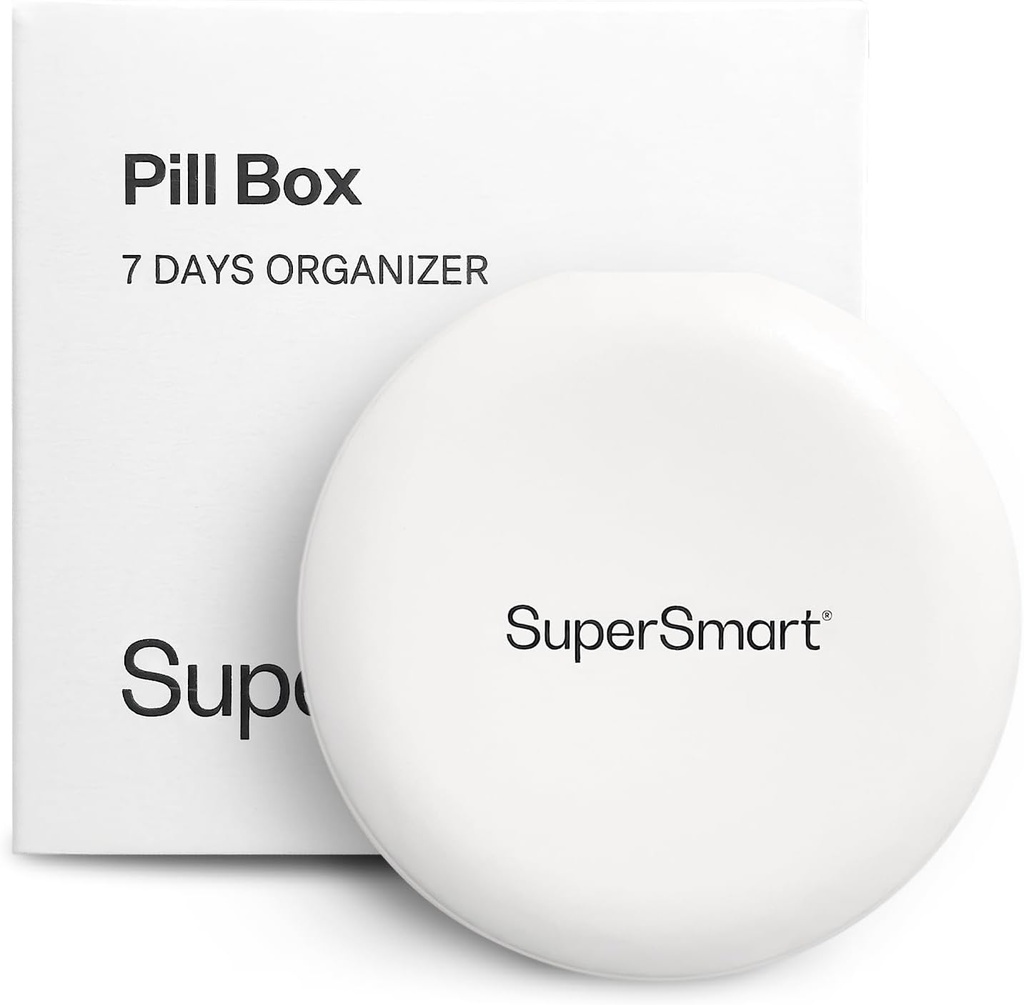 SuperSmart - Pill Box Organizer 7 Ημέρες με 1 Λεπίδα κοπής για τα δισκία - Travel Size Item - Μικρή Αποθήκευση για Συμπληρώματα & Φάρμακα - Εύκολη στη Χρήση με 7 Μεγάλα Διαμερίσματα 