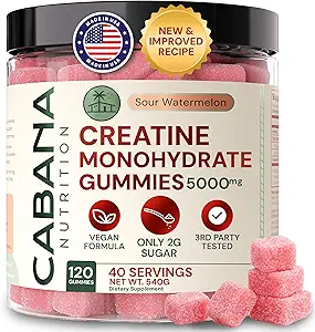 Creatine Monohydrate Gummies 5g - Watermelon Flavored Creatine για γυναίκες και άνδρες - Συμπλήρωμα Υποστηρίζει μυϊκή αύξηση, ενέργεια, πριν και μετά την προπόνηση, Εστίαση & Γνωστοποίηση, ανάκτηση (120 καταμέτρηση, 40 μερίδες)