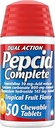 Pepcid Complete Acid Reducer + Antacid for Acid Reflux, 10mg Famotidine, 800mg Calcium Carbonate & 165mg Magnesium Hydroxide per Heartburn Tablet, Antacid Chews, Tropical Fruit, 50 ct