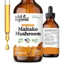 Άγρια & οργανική απόχρωση μανιταριών Maitake - συμπλήρωμα υποστήριξης του ανοσοποιητικού - εκχύλισμα μανιταριών Liquid Maitake - Vegan, Sugar & Alcohol-Free Drops - 4 fl oz