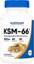 Nutricost KSM-66 Ashwagandha Root Extract 600mg, 60 Veggie Caps - 5% Withanolides - με BioPerine - Full-Spectrum Root Extract
