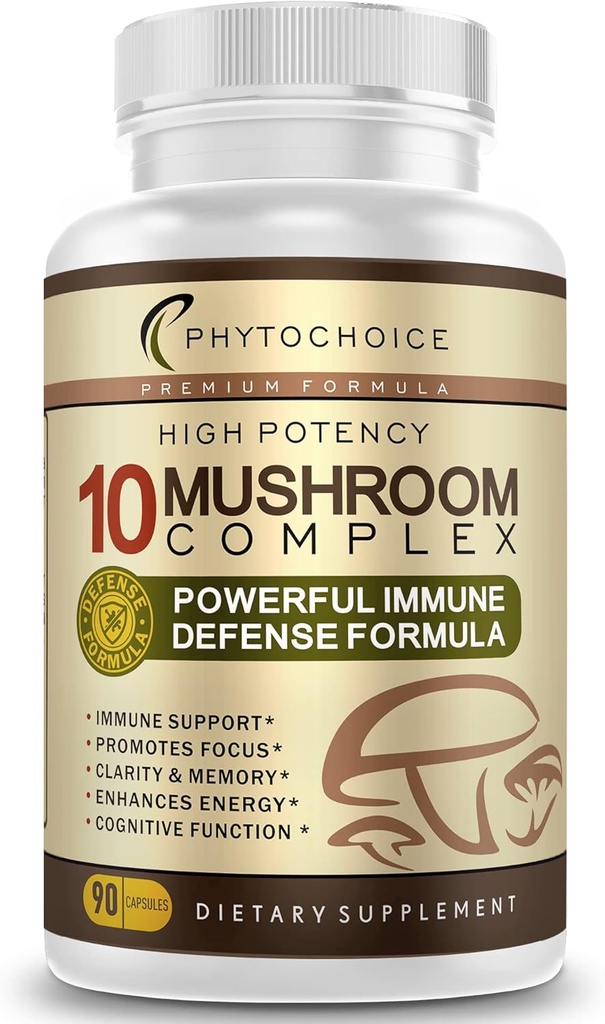 10 Mushroom Complex Nootropic Brain συμπλήρωμα-προηγμένο μείγμα της καλύτερης λειτουργικής Μανιτάρια-Μνήμη του Brain Focus Ενέργεια, ανοσοποιητική υποστήριξη-Lions Mane-Reishi-Cordyceps-Chaga-Τουρκία ουρά (90 κάψουλες)