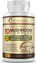 10 Mushroom Complex Nootropic Brain συμπλήρωμα-προηγμένο μείγμα της καλύτερης λειτουργικής Μανιτάρια-Μνήμη του Brain Focus Ενέργεια, ανοσοποιητική υποστήριξη-Lions Mane-Reishi-Cordyceps-Chaga-Τουρκία ουρά (90 κάψουλες)