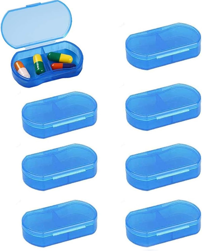 8PCS Pill θήκη Organizer Pocket Μικρός κάτοχος Χάπια, Καθημερινή AM & PM δοχεία, Κάτοχος Ιατρικής, Ιδανικό για Φάρμακα, Βιταμίνη, Συμπλήρωμα, Ιδανικό για Ταξίδι, Ιδανικό για Πουρέ (μπλε)