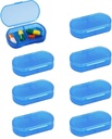 8PCS Pill θήκη Organizer Pocket Μικρός κάτοχος Χάπια, Καθημερινή AM & PM δοχεία, Κάτοχος Ιατρικής, Ιδανικό για Φάρμακα, Βιταμίνη, Συμπλήρωμα, Ιδανικό για Ταξίδι, Ιδανικό για Πουρέ (μπλε)