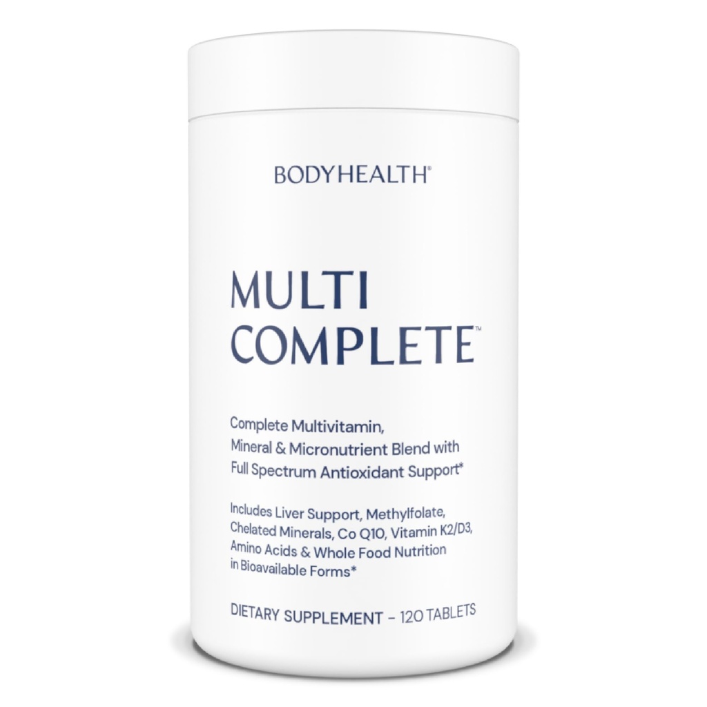 BodyHealth Multi Complete (120 Ct) Daily Multivitamin for Men and Women with Whole Foods, Minerals, Antioxidants, Organic Green Food Concentrates, and Liver Detox Extracts, Non GMO