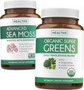 Ιρλανδική Θάλασσα Moss & Βιολογικό Super Greens (1-Month Supply) Supercharge Duo Bundle - Βιολογικό Ιρλανδικό Seamoss - Ακατέργαστο Vegan Superfood (60 Caps) & Βιολογικό Πράσινο Σκόνη με 28 Φρούτα & Λαχανικά (60 Caps)