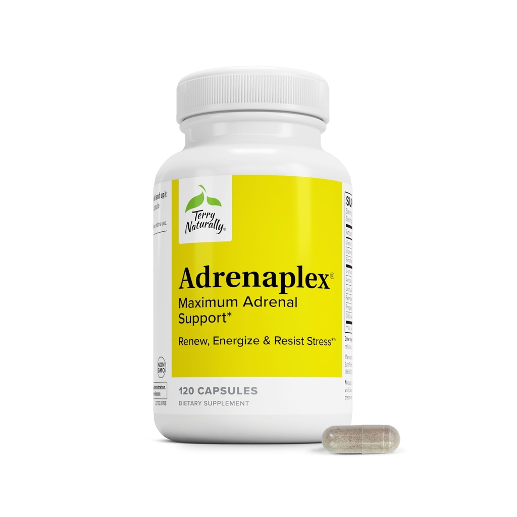 Terry Φυσικά Adrenaplex - Adrenal Gland συμπλήρωμα λειτουργίας - Γαιογενής υποστήριξη με βιταμίνες C & B6 - Συμπλήρωμα διατροφής για την υποστήριξη Υγιεινή λειτουργία Adrenal - 120 κάψουλες