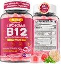 Methyl B12 Gummies 5000 mcg/10000 mcg w/L-Methylfolate, B6, Lion's Mane Mushroom, CoQ10, PQQ, Μαγνήσιο Γλυκινικό, Extra Strength Liposomal Vitamin B12 Complex for Energy, Focus,Brain & Immunity 1Pack