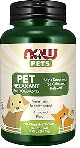 NOW Pet Health, Pet Relaxant Supplement, Formulated for Cats & Dogs, NASC Certified, 90 Chewable Tablets