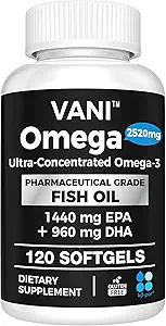 Pharmaceutical Grade Omega 3 Fish Oil, KD-PÜR Premium Germany Fish Oil Supplements 2520mg with EPA & DHA- Supports Brain, Heart & Immunity (120 Softgels)