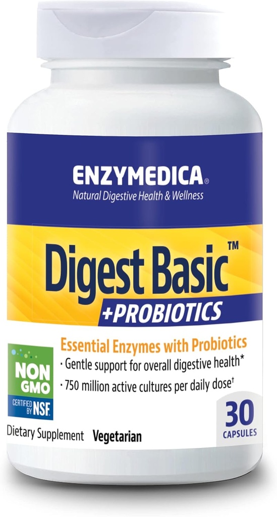Enzymedica - Digest Basic + Προβιοτικά, Απαραίτητα Digestive Ένζυμα με Προβιοτικά, 30 Κάψουλες FFP