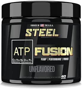 Steel Supplements ATP-Fusion | Optimized Absorption Creatine Monohydrate Workout Supplement | Bloat Free Formula for Faster Recovery with Creatine Monohydrate Powder | 40 Servings