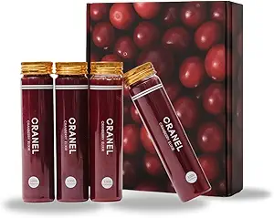 CRANEL UTI Υποστήριξη Cranberry Elixir, 4X μπουκάλια (Monthly Supply) Κλινικά-Proven & Antibiotic-Free, Συσκευασία με 3.000 Real Cranberries (Tart Taste) Vegan & Non-GMO, Zero Added Sugar