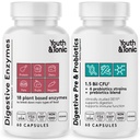 Youth & Tonic Digestive Supplement for Bloating, Regularity & Gut Health. Full Spectrum Enzymes Probiotics & Prebiotics for Digestion to Break Down Food and to Use Daily, for Women & Men – 120 Χάπια