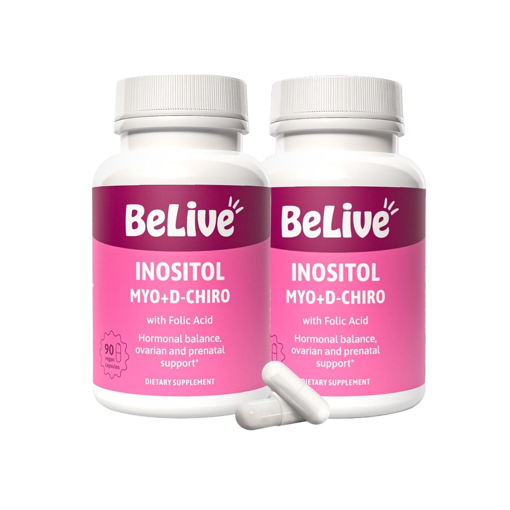 Belive Myo-Inositol & D-Chiro Inositol συμπλήρωμα – 2 συσκευασία – 90 κάψουλες κάθε – 40:1 αναλογία με φολικό οξύ για τις γυναίκες