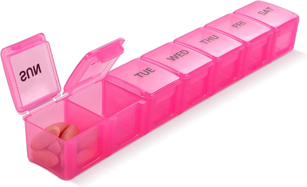 Pink XL Extra Large Weekly και Daily Pill Organizer για χάπια / βιταμίν / Fish Oil / Συμπληρωματικά (Pink)