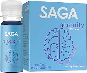 SAGA Serenity Organic Relaxation Shots with Kava, Lion’s Mane & Reishi | Fast-Acting Mushroom & Adaptogen Drink for Calm, Stress Relief & Mood Support | Vegan, Travel Size | Strawberry Cucumber