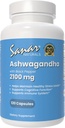 Sanar Naturals Ashwagandha 2.100 mg - Supplement υποστήριξης στρες & διάθεσης - Προάγει την εστίαση και διαρκή ενέργεια, σκόνη Ashwaghanda και εκχύλισμα ρίζας μείγμα με μαύρο πιπέρι - μη ΓΤΟ, 120 κάψουλες