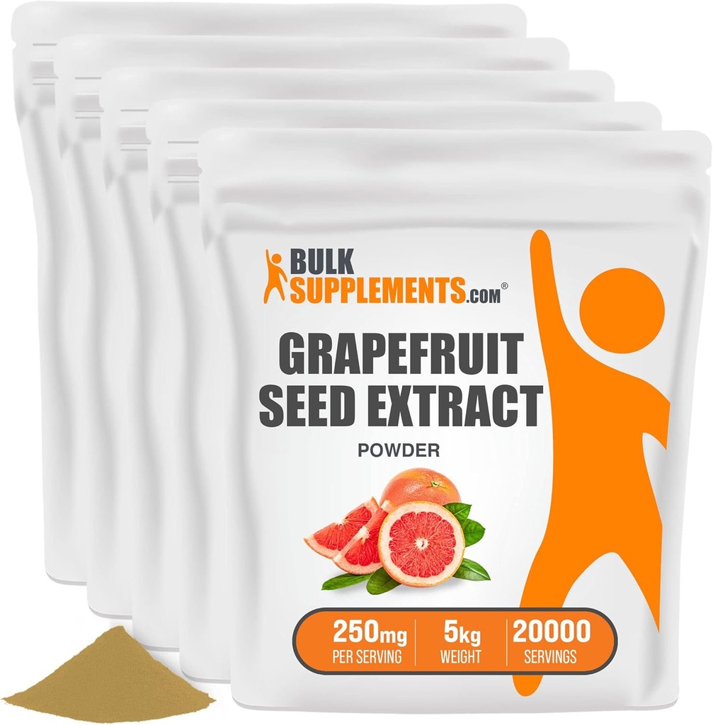 BulkSupplements.com εκχύλισμα σπόρων γκρέιπφρουτ σε σκόνη - Συμπληρώματα σπόρων γκρέιπφρουτ, πηγή αντιοξειδωτικών - συμπλήρωμα βοτάνων, χωρίς γλουτένη, 250mg ανά σερβίρισμα, 5kg (11 lbs) (πακέτο των 5)