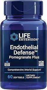 Life Extension Endothelial Defense Pomegranate Plus – Pomegranate Seed, Flower And Fruit Extract Formula Supplement for Heart and Endothelial Health – Gluten-Free, Non-GMO – 60 Softgels