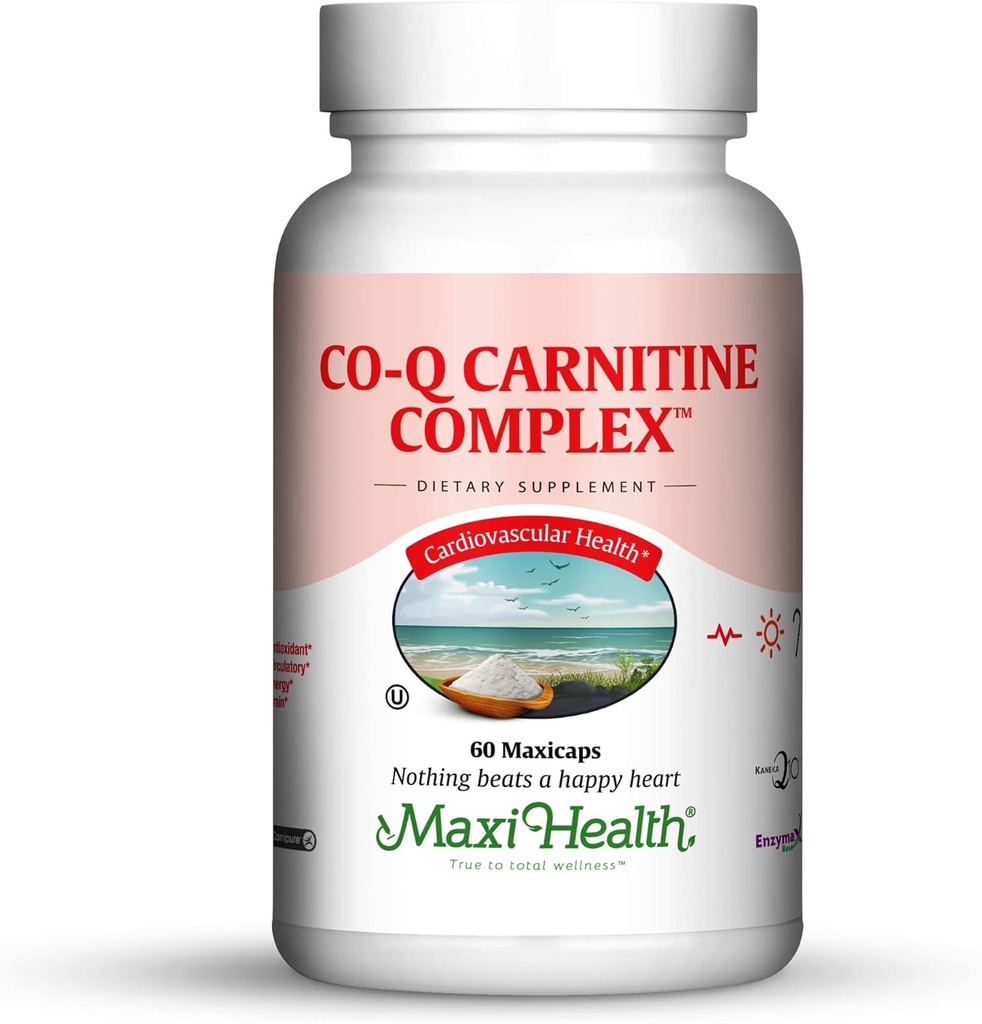 Maxi Health Coq Carnitine Complex - Συνένζυμο Q10 & L-Καρνιτίνη - Υγεία καρδιάς - 60 κάψουλες - Kosher (CAR)