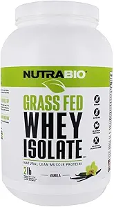 NutraBio Grass Fed Whey Isolate Protein Powder - 25G πρωτεΐνης ανά Scoop - Ζάχαρη συμπλήρωμα φυσικής πρωτεΐνης των μυών Lean - Βανίλια - 2 Λίρες, 29 εξυπηρετούν