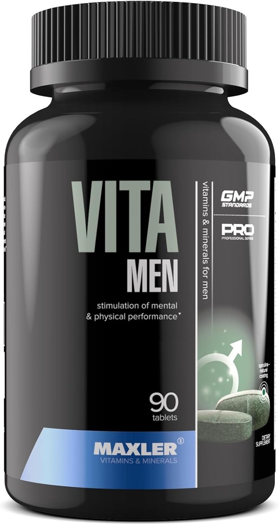 Maxler VitaMen Πολυβιταμίνη για άνδρες - Υψηλής ισχύος πολυβιταμίνες ανδρών για σπορ & απόδοση - Ανδρικές Βιταμίνες & Ορυκτά Blend, Amino Acids Blend, Enzyme Blend - 90 Tablets