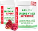 GOBIOTIX Super Greens και Reds σκόνη - Κόκκινο και Πράσινο Superfood - Probiotic συμπλήρωμα - Digestive Ένζυμα και σκόνη ρίζας τεύτλων - Βιολογικό συμπλήρωμα διατροφής ολόκληρων τροφίμων (Pom Raspberry, 2 Pack)