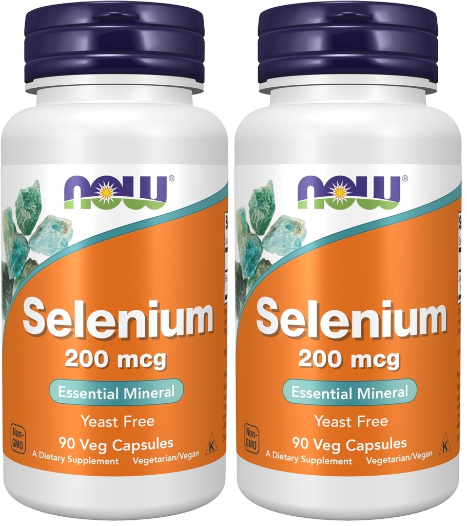 NOW Supplements, Selenium (L-Selenomethionine) 200 mcg, Essential Mineral*, 90 Veg Capsules (Pack of 2)