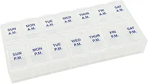 Ezy Dose Weekly 7-Day AM/PM Pill Organizer, περίπτωση βιταμίνης και ιατρική κουτί, Medium διαμερίσματα για δύο φορές-Dosing καθημερινή, φυσικό σχεδιασμό χρωμάτων, Easy-Open Lids, Φορητή και τέλεια για το σπίτι ή ταξιδιωτική χρήση