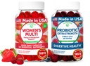 Lunakai USA Made Women Multivitamin & Probiotic Gummies Bundle – 16 Multi Vitamins & Probiotic for Digestion Support – 60ct Κάθε μία