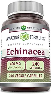 Amazing Formulas Echinacea Supplement | 400 Mg Per Serving | 120 Veggie Capsules | Non-GMO | Gluten Free | Made in USA
