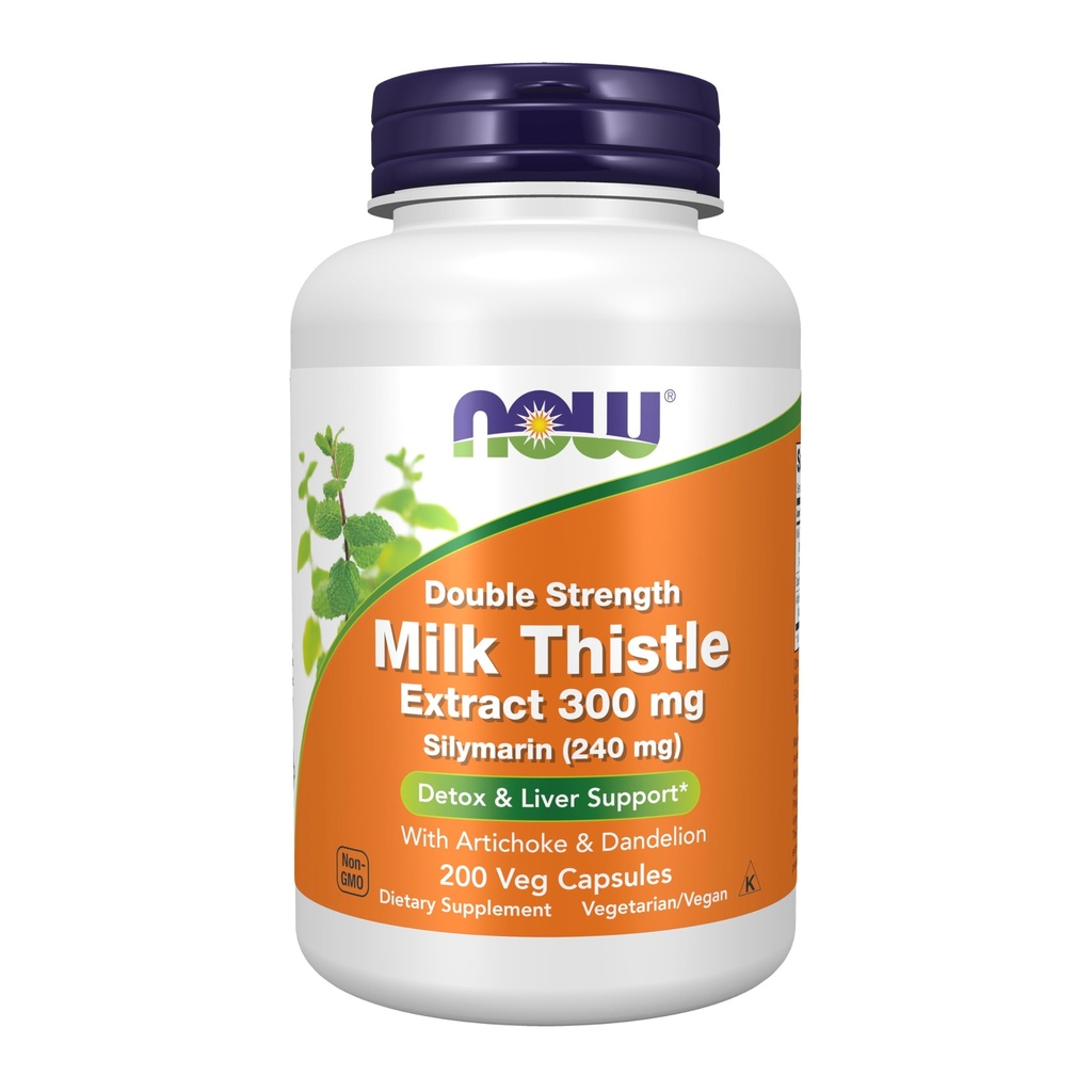 NOW Foods 2 Pack Silymarin, Milk Thistle Extract with Artichoke & Dandelion, Double Strength, 300 mg, 200 Veg Caps