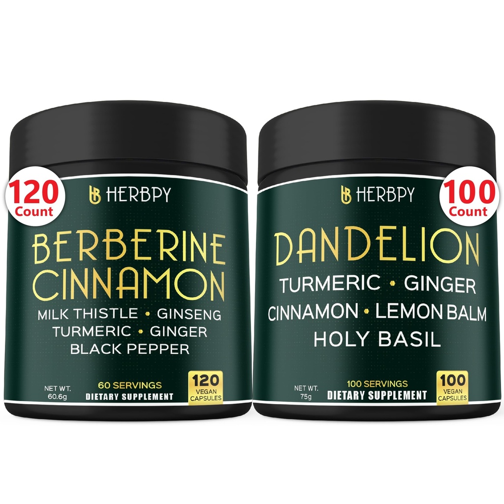 Bundle 7in1 Berberine HCl & 6in1 συμπλήρωμα πικραλίδας - Υποστήριξη ανοσοποιητική, πέψη και καρδιακή υγεία