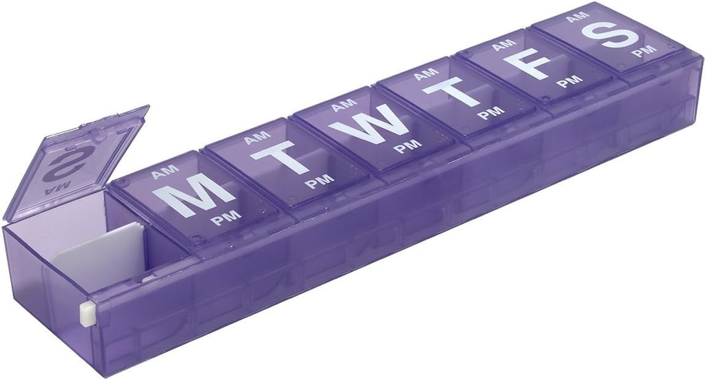 EZY DOSE Weekly (7-Day) AM/PM Pill Planner, Ιατρική περίπτωση, Βιταμίνη Organizer Box, 3X-Large Locking Compartments to Secure Prescription Medication, Prevent Accidental Spilling, Color May Vary, BPA Free