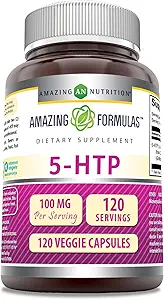 Amazing Formulas 5-HTP (Hydroxytryptophan) Supplement | 100 Mg Per Serving | Veggie Capsules | Non-GMO | Gluten Free | Made in USA (1 Pack, 120 Count)