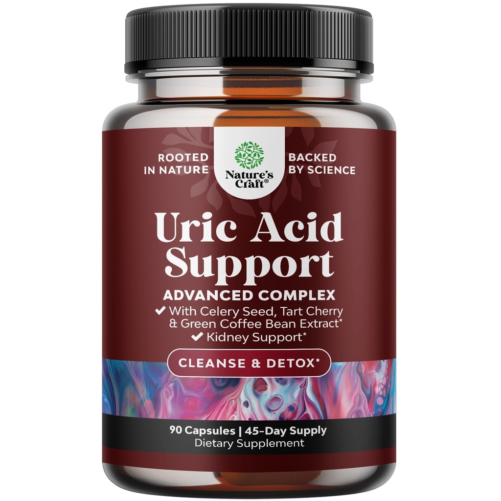Green Coffee Bean Extract for Uric Acid Cleanse & Detox - Πράσινα Coffee Beans with Turmeric, Tart Cherry & Celery Seed for Adults - Daily Uric Acid Flush for Joints Support & Kidney Cleanser – 90 Ct