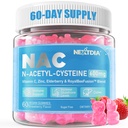 Nextdia NAC Gummies for Kids & Adults, Chewable N-Acetyl Cysteine Supplement 600mg 1000mg w/Vitamin C, Zinc, Elderberry for Antioxidants & Immune Support, Lung & Liver Health, Sugar Free, 120 Ct