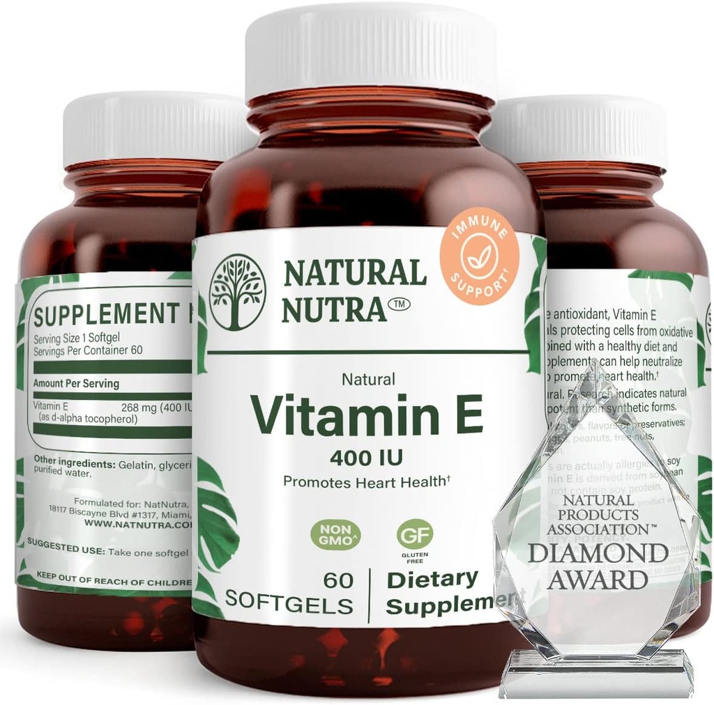 Natural Nutra Vitamin E 400 IU συμπλήρωμα, Enrich Health Nutrients, προάγει την υγεία του δέρματος, ενισχύει την ανάπτυξη των μαλλιών & νυχιών, υποστηρίζει το λίπος του σώματος επίπεδο, βοηθά την υγεία της καρδιάς & προστατεύει την υφή του δέρματος, 60 μαλακά τζελ