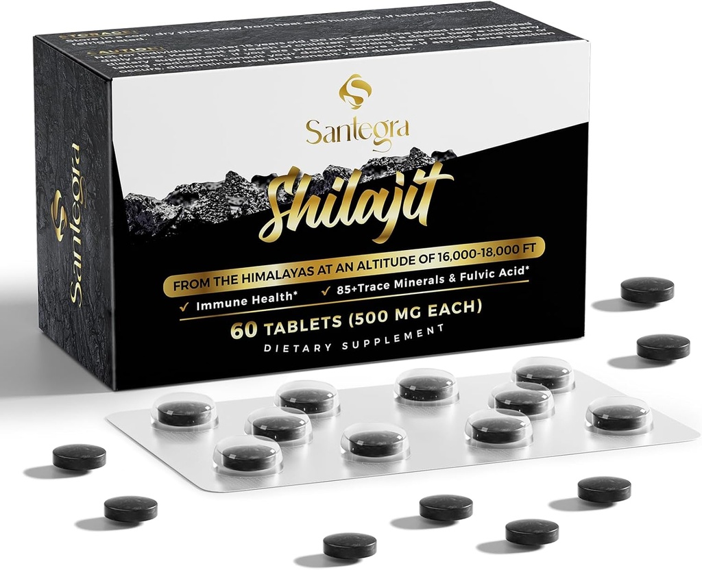 30.000 MG Shilajit Tablets, 100% Shilajit Pure Tablets για γυναίκες & άνδρες, Ιμαλάια Βιολογικά, Fulvic Acid & 85+ Ιχνηλάτηση Ορυκτών, Συμπλήρωμα Resσίνης για Ενέργεια και Ανοσοποιητικό Σύστημα, 60 Μετρήσεις