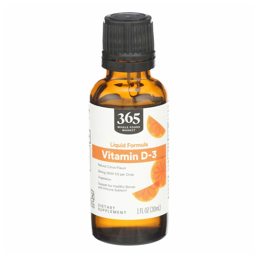 365 από το Whole Foods Market, Vitamin D-3 Liquid Citrus Flavor 1000IU, 1 OZ