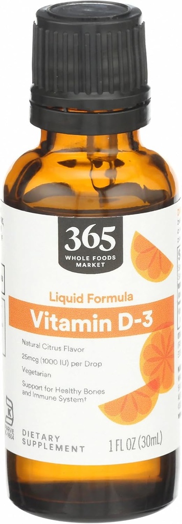 365 από το Whole Foods Market, Vitamin D-3 Liquid Citrus Flavor 1000IU, 1 OZ