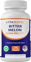 Vitamatic Bitter Melon- 25000 mg Ισοδύναμο ανά υπηρεσία (από 25:1 Extract 1000 mg)- 240 κάψουλες χορτοφάγων, και συμπυκνωμένο 25X Ικανότητα 100% Χορτοφαγική, Όλα-Φυσικά και Μη-ΓΤΟ