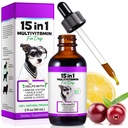 Dog Multivitamin,15 in 1 Dog Multivitamin Liquid Drops Συμπληρώματα, Dog Vitamins for Heart Health, Bones, Joint, Skin & Coat, Bladder, ανοσοποιητικό σύστημα Υποστήριξη 60ml