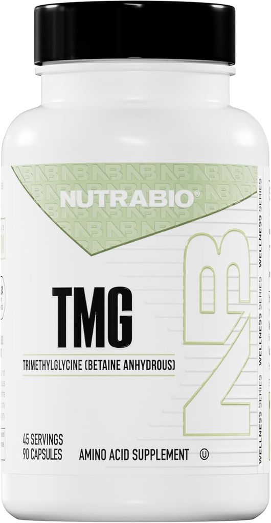 Συμπληρώματα NutraBio TMG (Betain Anhydrous, Trimethylglycine), Homocysteine Συμπληρώματα, 500mg - Pure Tmg συμπλήρωμα, κάψουλες TMG