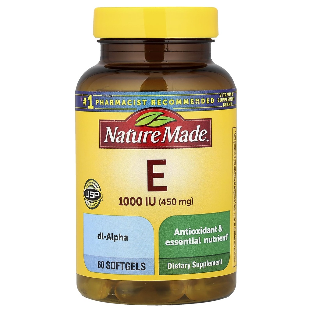 Φύση Κατασκευασμένη Βιταμίνη Ε 1000 IU (dl- Alpha) Softgels 60 Ct